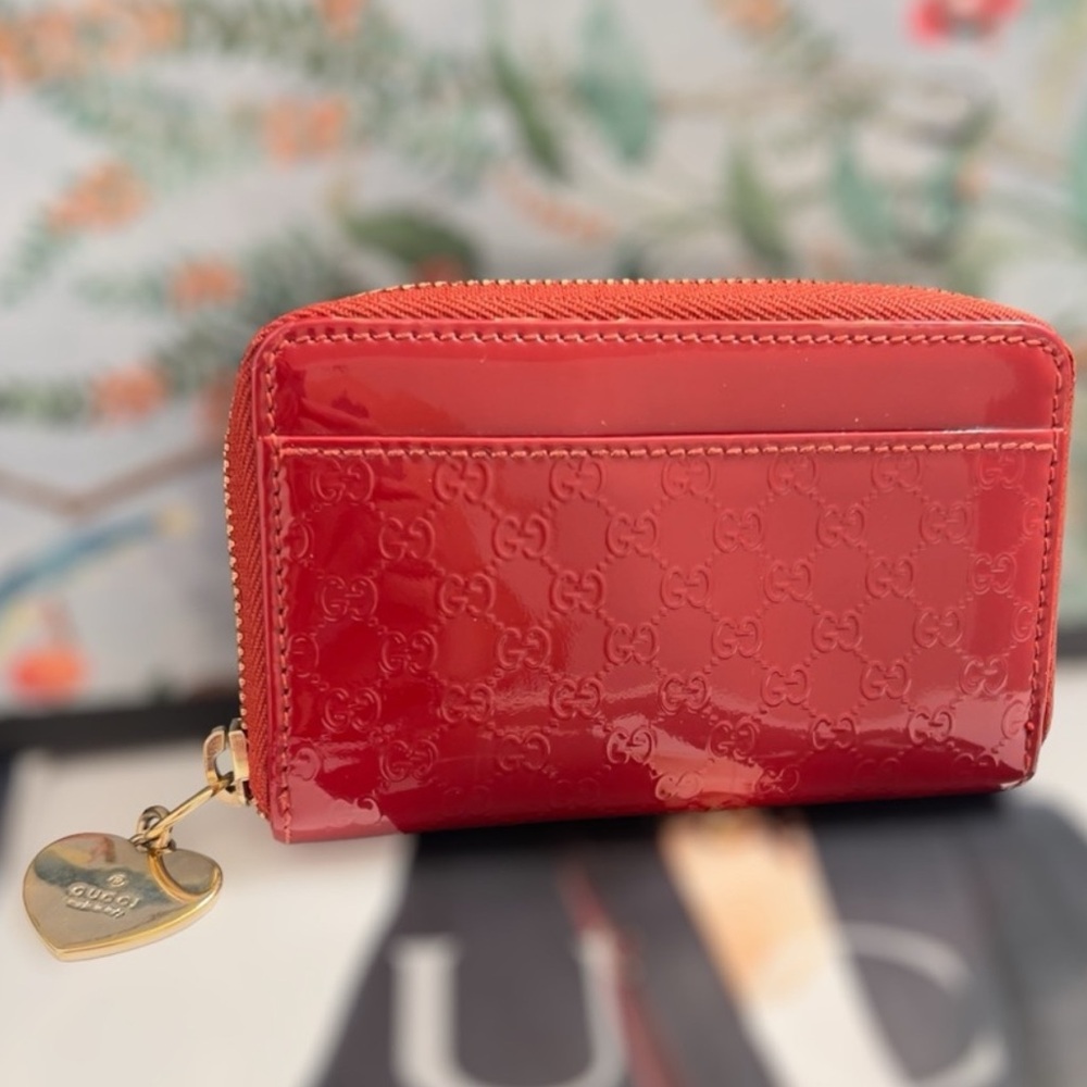 Gucci Microguccissima Wallet in Red Patent Leather